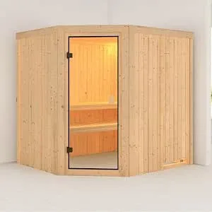Karibu Bodo avec poêle 9 kW, vue de face